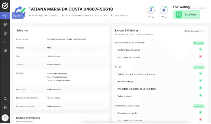 o que é responsabilidade social corporativa - Exemplo de tela demonstrando o funcionamento do sistema da Linkana